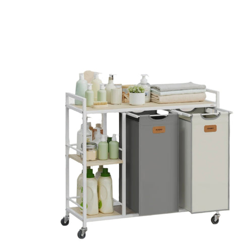 Rootz Laundry Basket 2 Compartments - Laundry Collector - Laundry Sorter - 100L Capacity - 87 x 33 x 80.5 cm