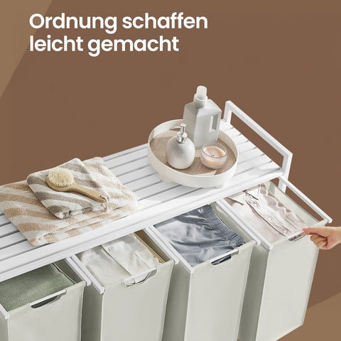 Rootz 4 Compartment Laundry Basket - Laundry Collector - Laundry Box - Efficient Organization - 116 x 33 x 72 cm