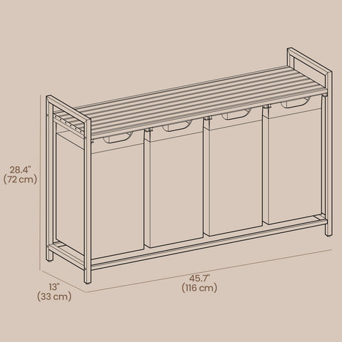 Rootz 4 Compartment Laundry Basket - Laundry Collector - Laundry Box - Efficient Organization - 116 x 33 x 72 cm