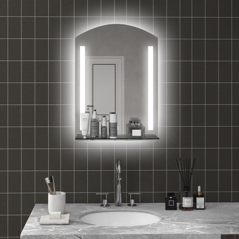 Rootz Bathroom Mirror with LED Lighting - Illuminated Wall Mirror - LED Vanity Mirror - Touch Switch - 50L x 12W x 70H cm