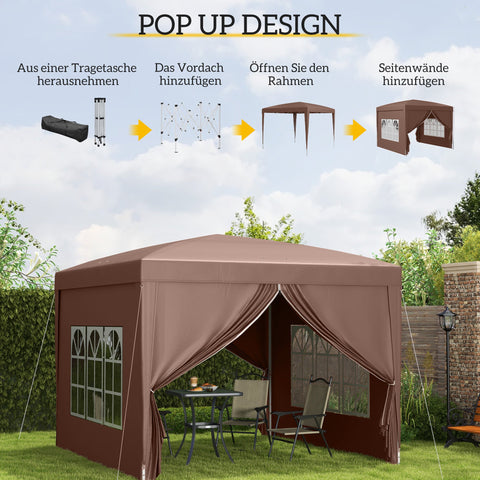 Rootz 3x3m Gazebo Tent - Pavilion - Marquee - UV Protection - Steel Frame - Fits Easy Setup - 2.95m x 2.95m x 2.58m