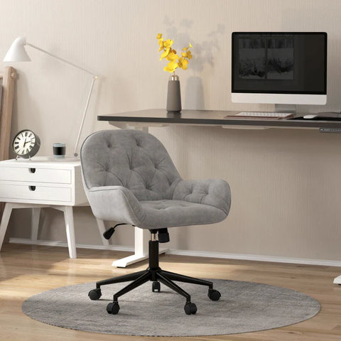 Rootz Office Chair - Desk Chair - Computer Chair - Height Adjustable - Velvety Polyester - Velvet Look - Gray - 60cm x 61cm x 91cm