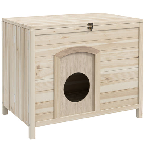 Rootz Small Pet House - Cat Shelter - Dwarf Rabbit Abode - Foldable Wood - 78cm x 51cm x 62cm