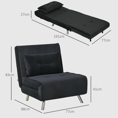 Rootz Reclining Chair - Lounge Chair - Single Bed - Ultimate Comfort - Adjustable Backrest - Velvet Fabric - 77cm x 88cm x 83cm