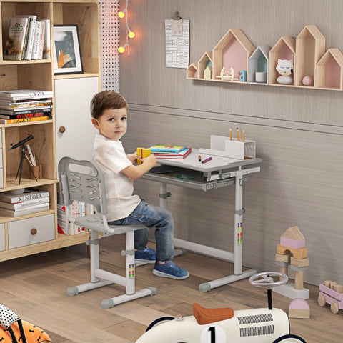 Rootz Children's Desk Set - Kids Study Desk - Adjustable Desk - Promotes Independence - 52-77H x 66L x 47W cm