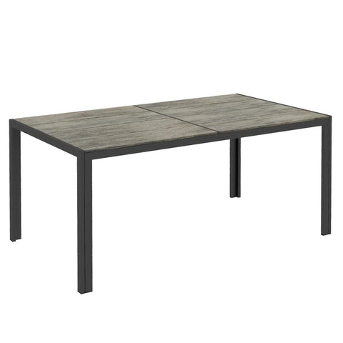 Rootz Garden Tables - Outdoor Table - Industrial Design - Patio Table - Weather Resistant - Wood Look - Aluminum Frame - Wood-plastic Composite Panel - Gray - 160l X 90w X 74h Cm