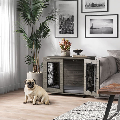 Rootz Dog Crate - Dog Box - Pet Kennel - Stylish - Secure - Comfortable - 80cm x 56cm x 63cm - Chipboard & Steel