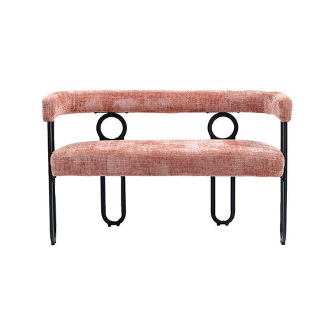 Rootz Double Sofa Modern Design - Chenille Seating - Pink Couch - High-Density Foam Comfort - 118L x 53W x 71H cm
