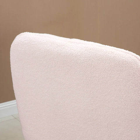 Rootz Rocking Chair - Modern Design Rocking Chair - Sherpa Fleece - Rubber Wood - Quilting - Natural + Pink - 63 cm x 95 cm x 97 cm