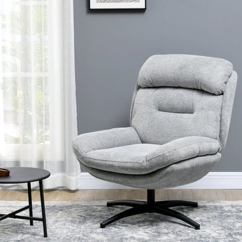 Rootz Swivel Lounge Chair - Accent Chair - Rotating Armchair - Chenille Fabric - Integrated Seat & Armrests - 79cm x 91cm x 98cm