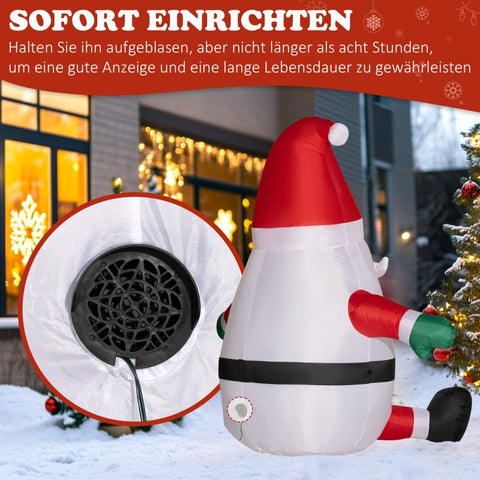 Rootz Inflatable Santa Claus Decoration - Christmas Decor - LED Rotating Light - Polyester - 184cm x 125cm x 183cm
