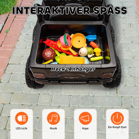 Rootz 12V Electric Kids Car with Trailer - Ride-On Toy - Children's Electric Vehicle - 4 Motors & Safe Remote Control - 122cm x 62.5cm x 65cm