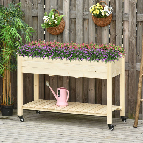 Rootz Upper Bed with Wheels Planting Table - Flower Box - Raised Bed - Drainage & Easy Mobility - 118 x 55 x 83 cm