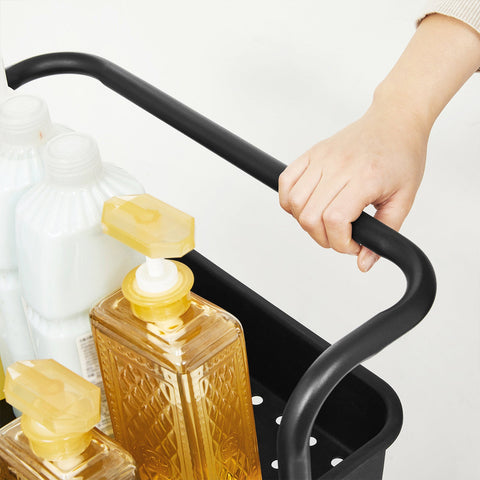 Rootz Trolley 3 Levels Black - Shelf Cart - Storage Rack - Robust Steel Frame - 41.6cm x 33.5cm x 86.3cm