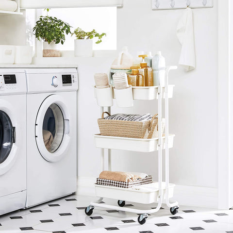 Rootz 3 Tier Rollwagen - Trolley - Storage Cart - Robust Steel Frame - 41.6cm x 33.5cm x 86.3cm - Versatile Organization