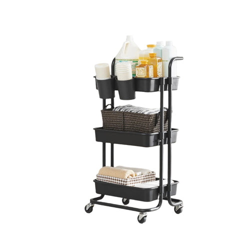 Rootz 3 Tier Trolley - Serving Cart - Kitchen Cart - Robust Steel Frame - 41.6cm x 33.5cm x 86.3cm