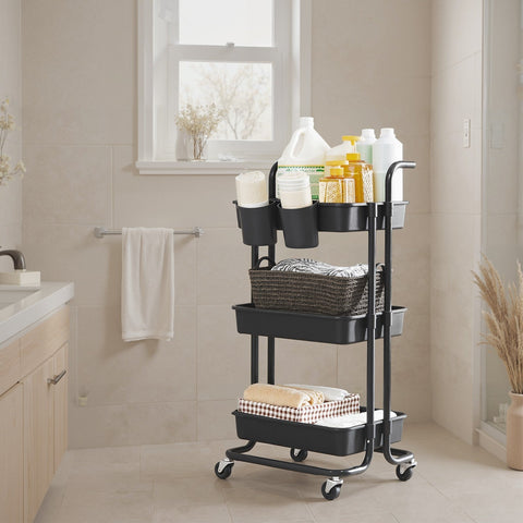 Rootz 3 Tier Trolley - Serving Cart - Kitchen Cart - Robust Steel Frame - 41.6cm x 33.5cm x 86.3cm