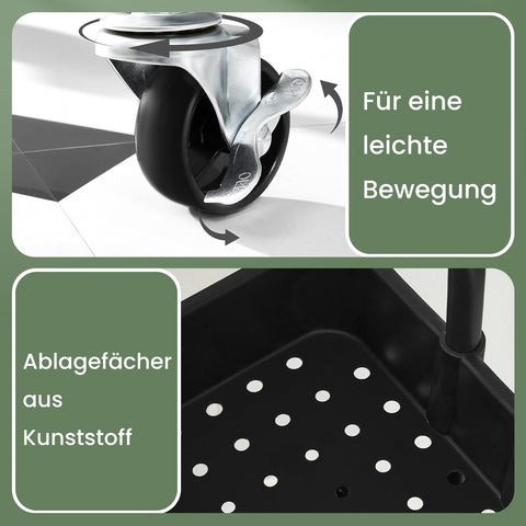 Rootz 3 Tier Trolley - Serving Cart - Kitchen Cart - Robust Steel Frame - 41.6cm x 33.5cm x 86.3cm