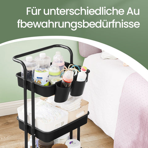 Rootz 3 Tier Trolley - Serving Cart - Kitchen Cart - Robust Steel Frame - 41.6cm x 33.5cm x 86.3cm