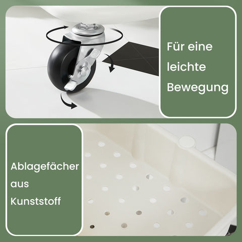 Rootz 3-Tier Storage Trolley - Serving Cart - Kitchen Cart with Handle - Robust Steel Frame - 41.6 x 33.5 x 86.3 cm