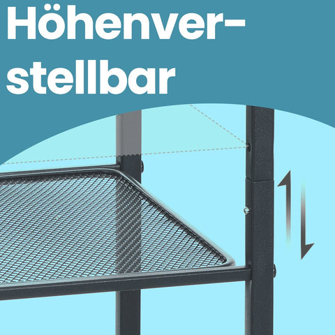 Rootz Black Steel Bathroom Shelf - Adjustable Storage Unit - Plant Stand - Space Saving - 38cm x 30cm x 128cm