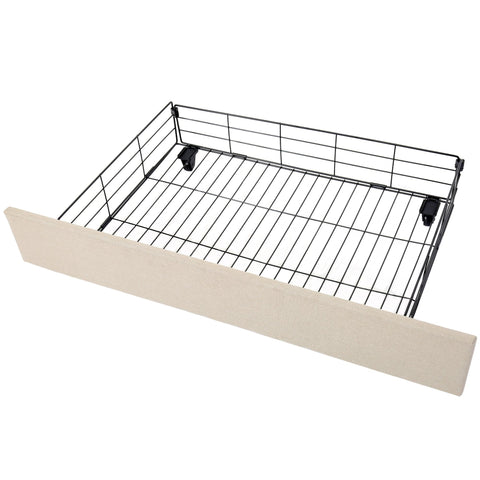 Rootz Upholstered Bed - Height-Adjustable Headboard - Storage Bed - 4 Drawers - Linen - 211.5cm x 160cm x 96.5-108.5cm - Beige