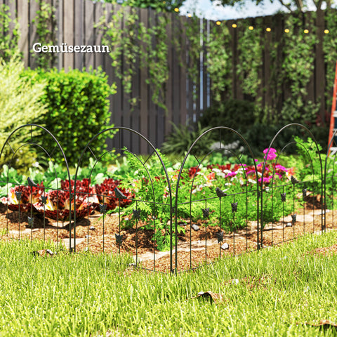 Rootz Garden Fence - Decorative Lattice - Steel Fence Set - Protects Flowers - 300cm x 70cm - Stylish Butterfly & Bird Design - Black