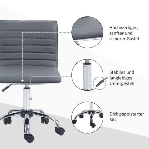 Rootz Swivel Chair - Office Chair - Salon Seat - Height Adjustable 43-55 cm - Faux Leather Comfort - 48L x 52W x 78-90H cm
