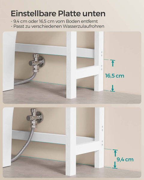 Rootz Bamboo 3-Tier Bathroom Shelf - Storage Rack - Organizer - Eco-Friendly - Cloud White/Natural - 50cm x 35cm x 73cm