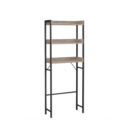 Rootz Toilet Shelf Organizer - Bathroom Storage Rack - Chipboard Steel - Greige Black - 63cm x 25cm x 165cm - Lightweight Durable Design - Easy Assembly - Anti-Tip Feature