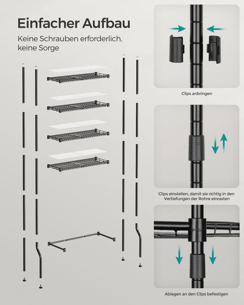 Rootz Metal Toilet Shelf - Bathroom Organizer - Storage Rack - Sturdy Construction - Space Saving - Easy Assembly - 30cm x 63cm x 176cm