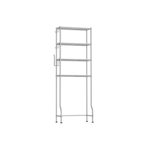 Rootz 4-Tier Toilet Shelf - Bathroom Storage - Metal Shelving - Space-Saving - 30 x 63 x 176 cm - Grey