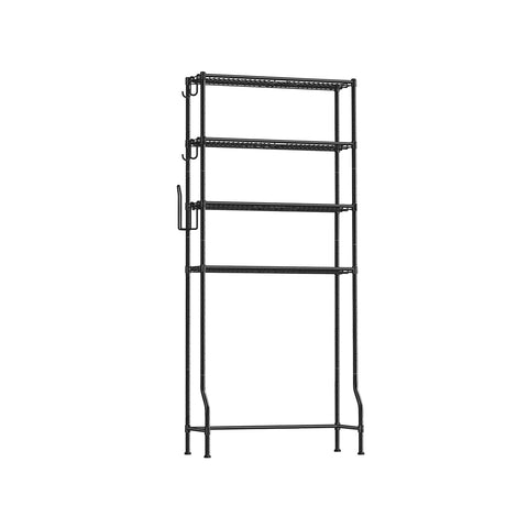 Rootz 4-Tier Toilet Shelf - Bathroom Organizer - Adjustable Shelves - Space-Saving Storage - 30cm x 83cm x 176cm, Black