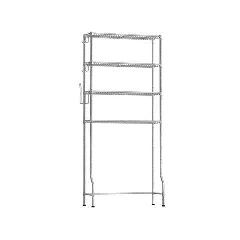 Rootz 4-Tier Toilet Shelf - Bathroom Organizer - Adjustable Shelves - Space Saving - 30 x 83 x 176cm - Grey