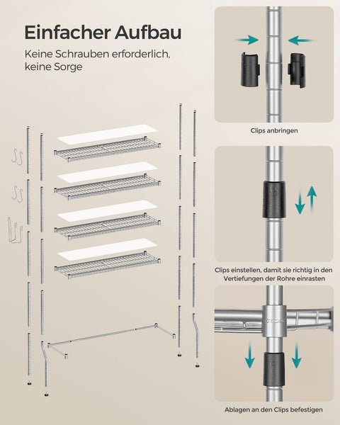 Rootz 4-Tier Toilet Shelf - Bathroom Organizer - Adjustable Shelves - Space Saving - 30 x 83 x 176cm - Grey
