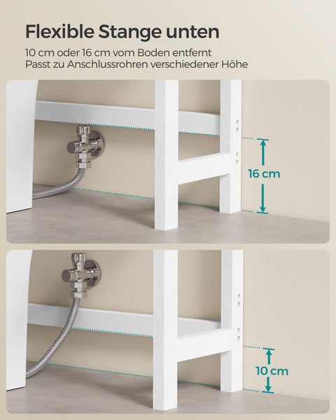 Rootz Bamboo Toilet Shelf - Bathroom Storage - Adjustable Shelving - Space-Saving Design - 26cm x 63cm x 185cm - White