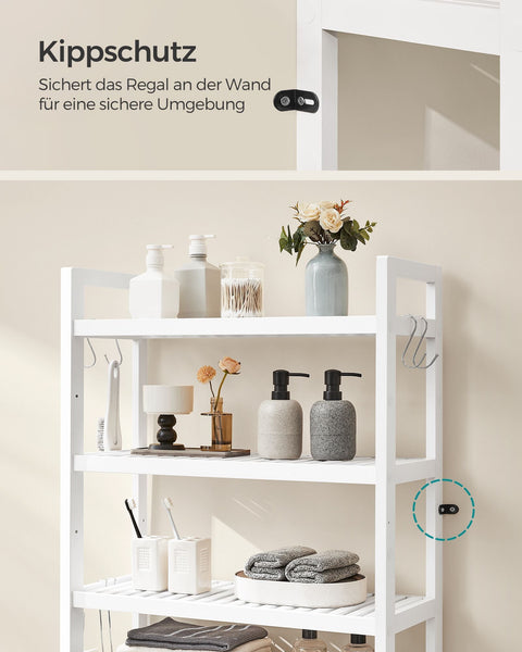 Rootz Bamboo Toilet Shelf - Bathroom Organizer - Storage Rack - Eco-friendly - 26cm x 63cm x 185cm