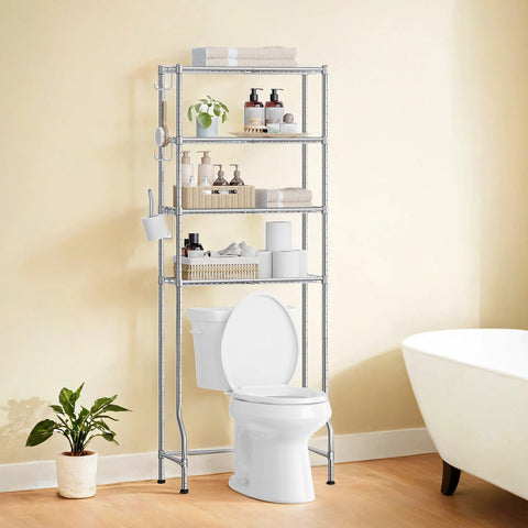 Rootz Toilet Shelf - Bathroom Organizer - Storage Unit - Space-Saving Design - 30cm x 63cm x 176cm