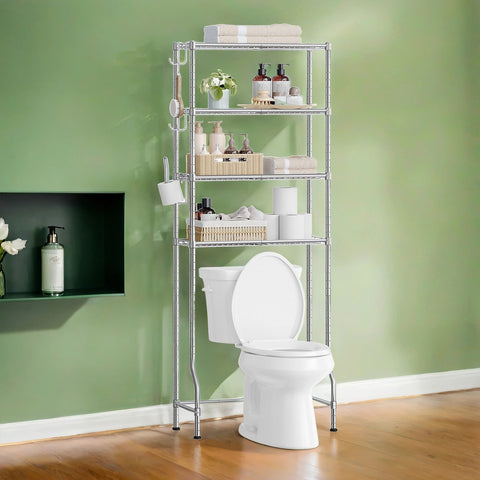 Rootz Toilet Shelf - Bathroom Organizer - Storage Unit - Space-Saving Design - 30cm x 63cm x 176cm