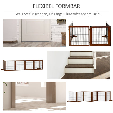 Rootz Folding Dog Barrier - Pet Gate - Wooden Pet Fence - Stylish Design - 432cm x 36cm x 70cm