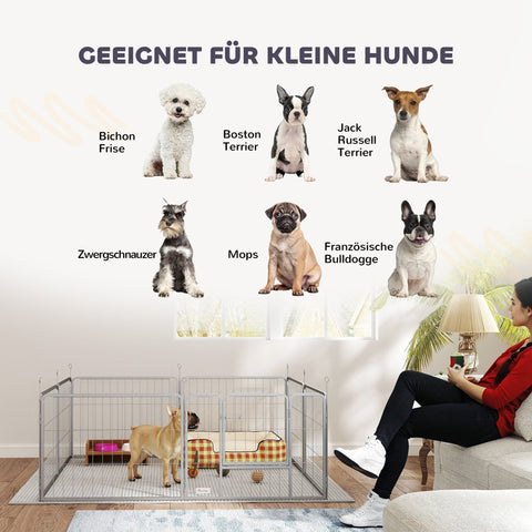 Rootz Pet Enclosure Dog Fence - Pet Playground - Customizable Dog Playpen - Stainless Steel - 160cm x 160cm x 60cm