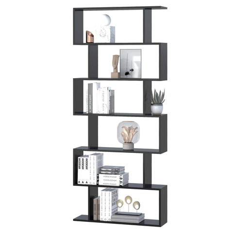 Rootz Zigzag Design Bookcase - Bookshelf - Storage Unit - Elegant & Spacious - 80W x 23D x 192H cm