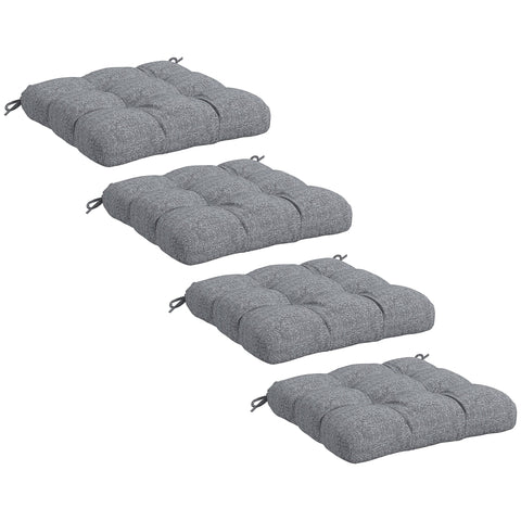 Rootz 4 Piece Set Garden Chair Cushions - Quilted Pillow - Foam Cushions - Comfort - 48l x 48b x 10h cm Grey