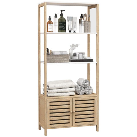 Rootz Bamboo Bathroom Cabinet - Storage Organizer - Bamboo Shelving - Maximize Space - 63 x 30 x 138 cm - Ideal for Modern Bathrooms