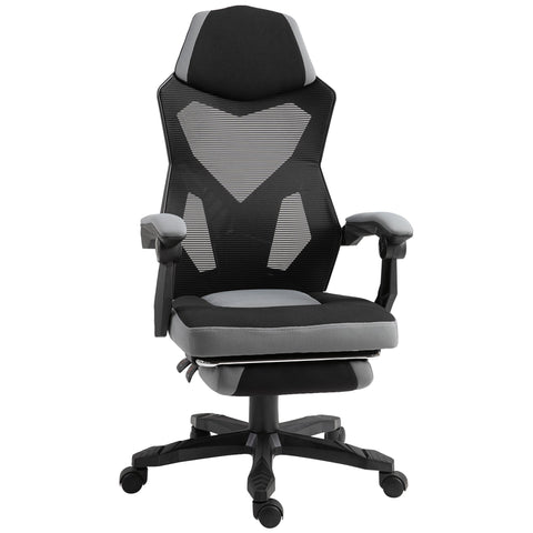 Rootz Office Chair - Gaming Chair - Height Adjustable - Ergonomic - Mesh Comfort - 58W x 63D x 112-122H cm - Gray and Black