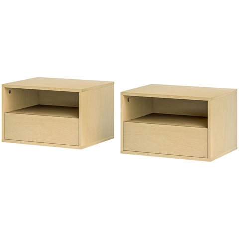Rootz 2 Piece Wall Bedside Table Set - Nightstand - Bedside Table - Space-Saving Design - 45 x 35 x 27.5cm