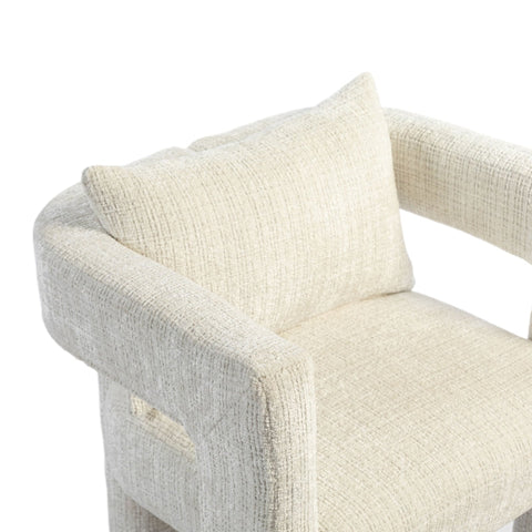 Rootz Beige Chenille Lounge Chair - Single Seat - Hollow Armrests - Ergonomic Design - 60L x 44W x 65H cm