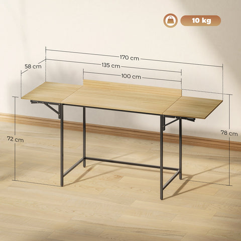 Rootz Foldable Computer Table - Expandable Desk - Space-Saving Office Table - Robust & Sturdy - 170cm x 58cm x 78cm
