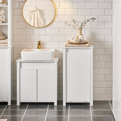 Rootz Laundry Cupboard with Fold-Out Laundry Bag - Laundry Collector - Laundry Basket - MDF Construction - Easy Transport Handles - Moisture Protection Foot Pads - 45cm x 85.5cm x 35cm