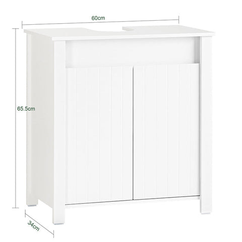 Rootz Sink Base Cabinet - Bathroom Cabinet - Under Sink Storage - Adjustable Shelf - Moisture Resistant - Easy Assembly - 60cm x 65.5cm x 34cm